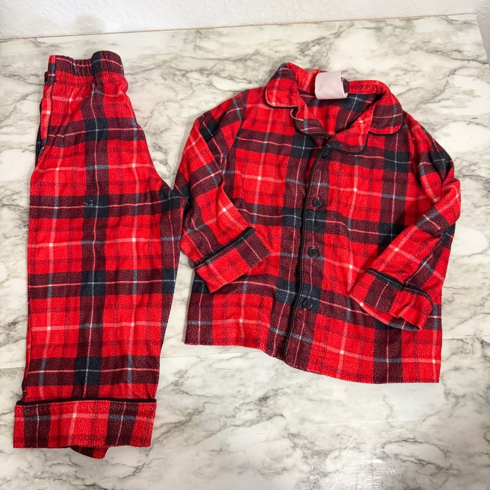 Wondershop Toddler 18M Red Black Plaid Fleece Pajama Set Button Down 2pc Holiday